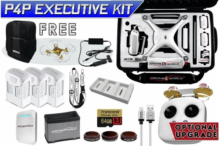 DJI Phantom 4 PRO Executive Kit w/ Custom Wheeled Case, 3 Batteries + Triple Charger Hub, Filters, 64GB Card & More