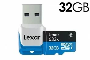 Lexar 32GB High-Performance microSDHC 633x Class 10 UHS-I/U3 (Up to 95MB/s Read) Memory Card w/ USB 3.0 Reader