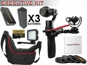 DJI Osmo Executive Kit with 2 Extra Batteries, Water Resistent Case, LED Light, High End Rode Mic w Custom Cold Shoe Mount, 64GB Card, 4 Lens Filters, etc