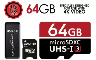 64GB High-Performance microSDHC 633x Class 10 UHS-I/U3 (Up to 95MB/s Read) Memory Card w/ USB 3.0 Reader