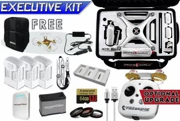Phantom 4 Executive Kit w/ Custom Wheeled Case, 3 Batteries + Triple Charger Hub, Filters, 64GB Card, Optional Remote Upgrade & More