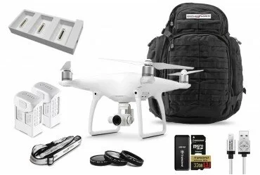 Phantom 4 Bundle Upgrade Kit w/ Backpack, Filters, 2 Batteries + Triple Charger Hub, 32 GB and More