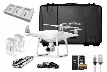 Phantom 4 Bundle Upgrade Kit w/ Case, Filters, 2 Batteries + Triple Charger Hub, 32 GB and More