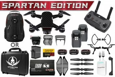 DJI Spark Spartan Kit w/ Backpack or Hardcase, Battery + Thor Charger, Sunshade, Lens Filters, Carbon Fiber Wrap & More