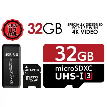 32GB High-Performance microSDHC 633x Class 10 UHS-I/U3 (Up to 95MB/s Read) Memory Card w/ USB 3.0 Reader