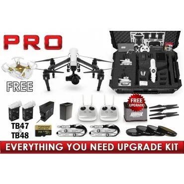 Inspire 1 Pro Upgrade Kit (Dual Remote) X5 Bundle w/ Wheeled Case, Lens Filters, TB48, 64gb, Sunshade, & More