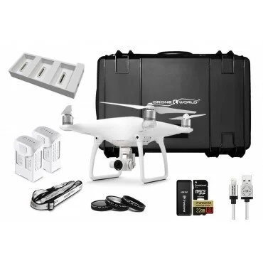Phantom 4 Bundle Upgrade Kit w/ Case, Filters, 2 Batteries + Triple Charger Hub, 32 GB and More
