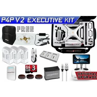 DJI Phantom 4 Pro/Pro+ (Plus) V2.0 Executive Kit w/ Custom Wheeled Case, 3 Batteries + Triple Charger Hub, Filters, 64GB Card & More